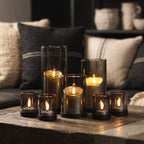 KENN® Glazen Waxinelichthouders – Set van 4 – Rookglas