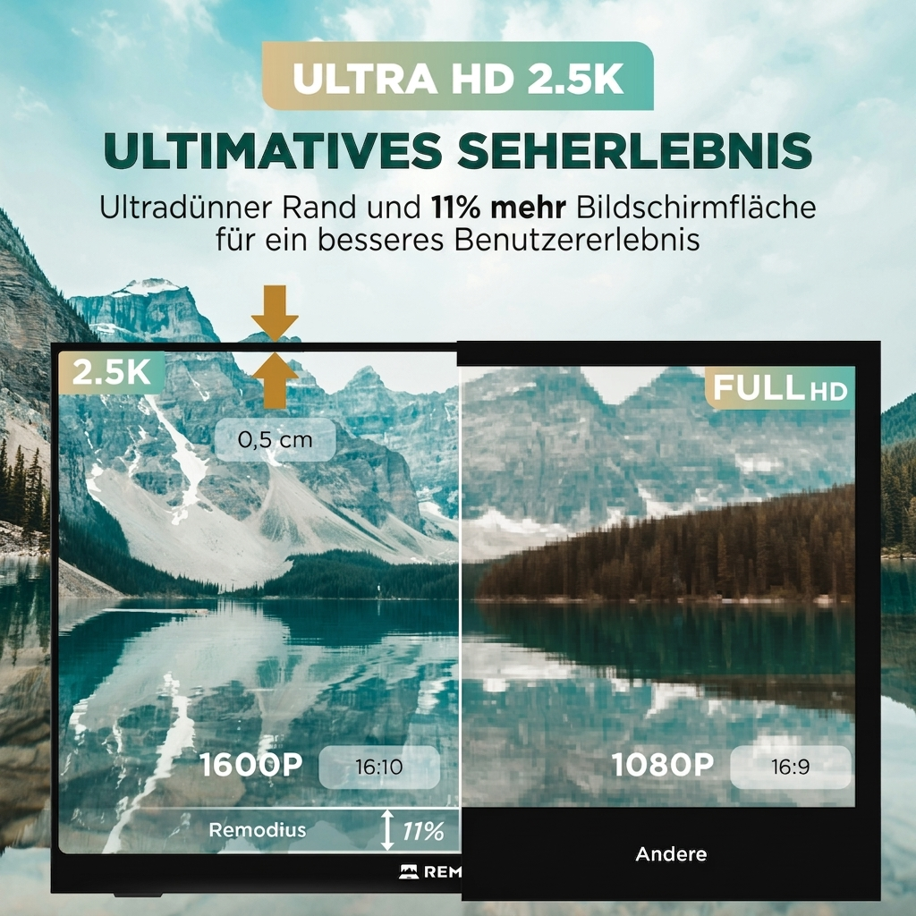 Remodius draagbare monitor 16 inch – 2.5K IPS, USB-C en HDMI