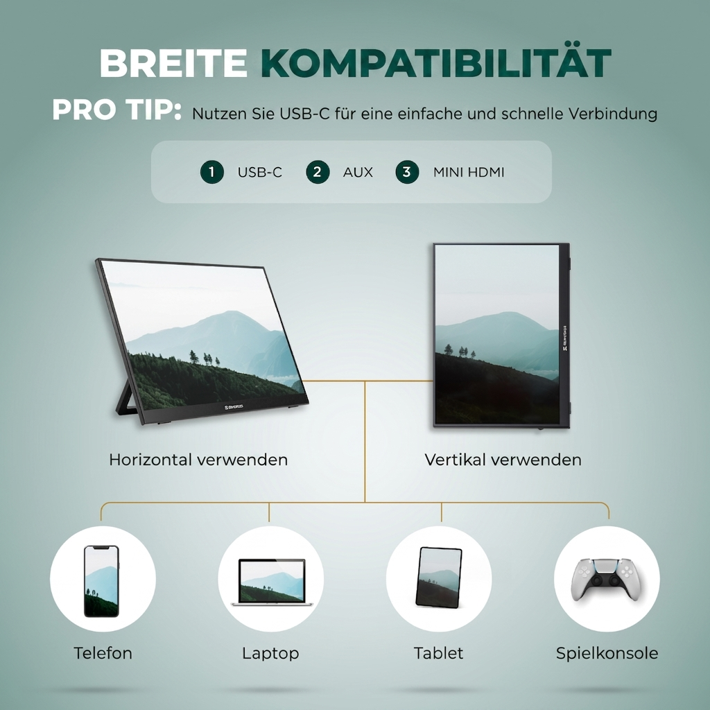Remodius draagbare monitor 16 inch – 2.5K IPS, USB-C en HDMI