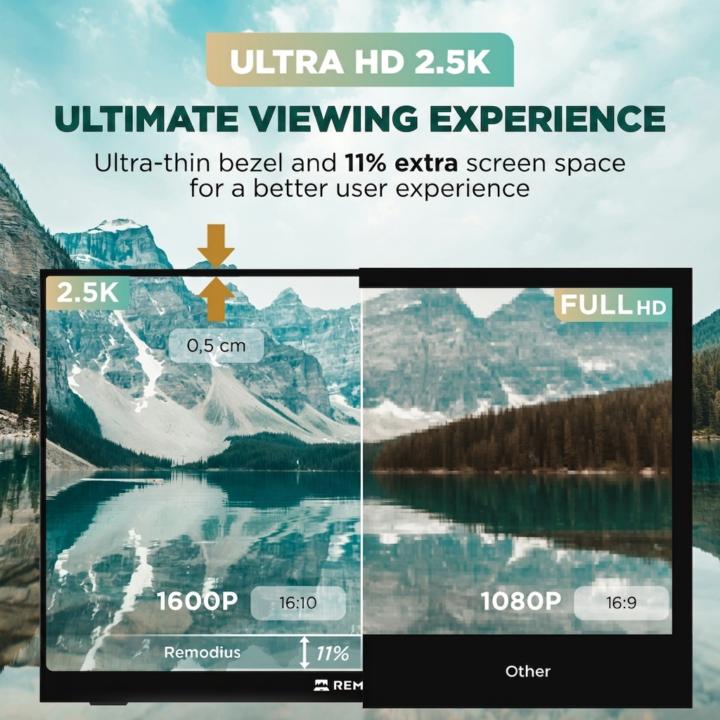 Remodius draagbare monitor 16 inch – 2.5K IPS, USB-C en HDMI
