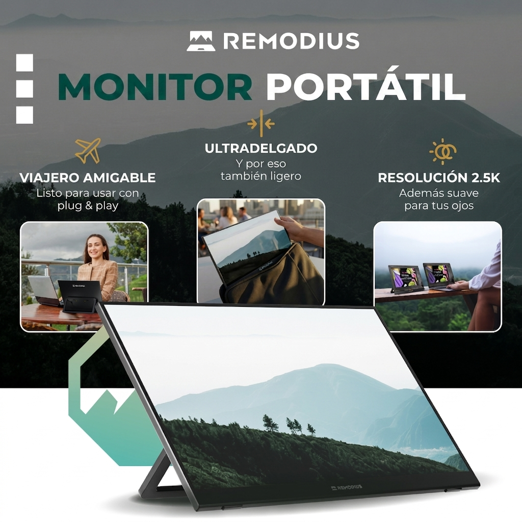 Remodius draagbare monitor 16 inch – 2.5K IPS, USB-C en HDMI