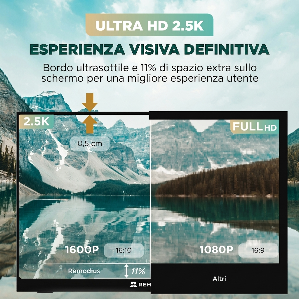 Remodius draagbare monitor 16 inch – 2.5K IPS, USB-C en HDMI