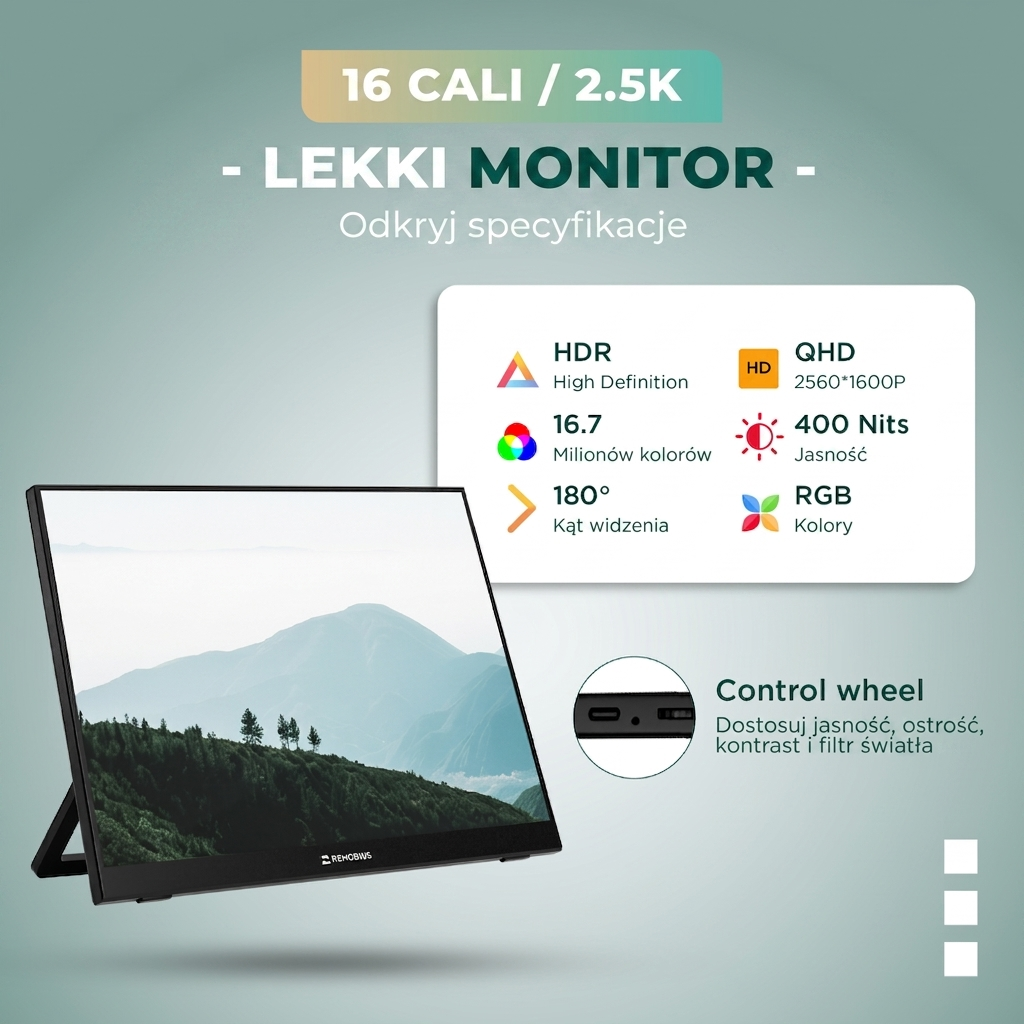 Remodius draagbare monitor 16 inch – 2.5K IPS, USB-C en HDMI