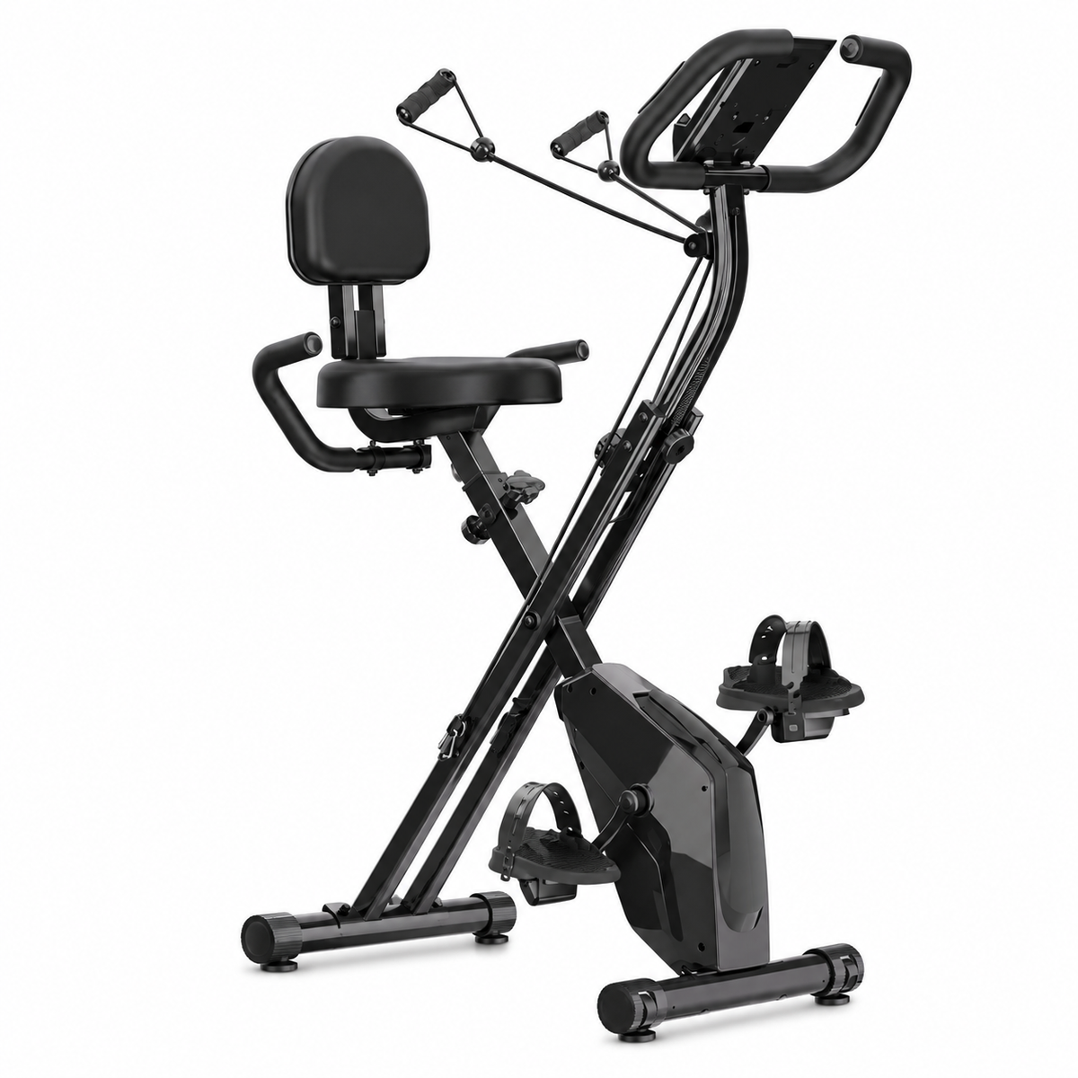 Inklapbare hometrainer met rugsteun – Zwart