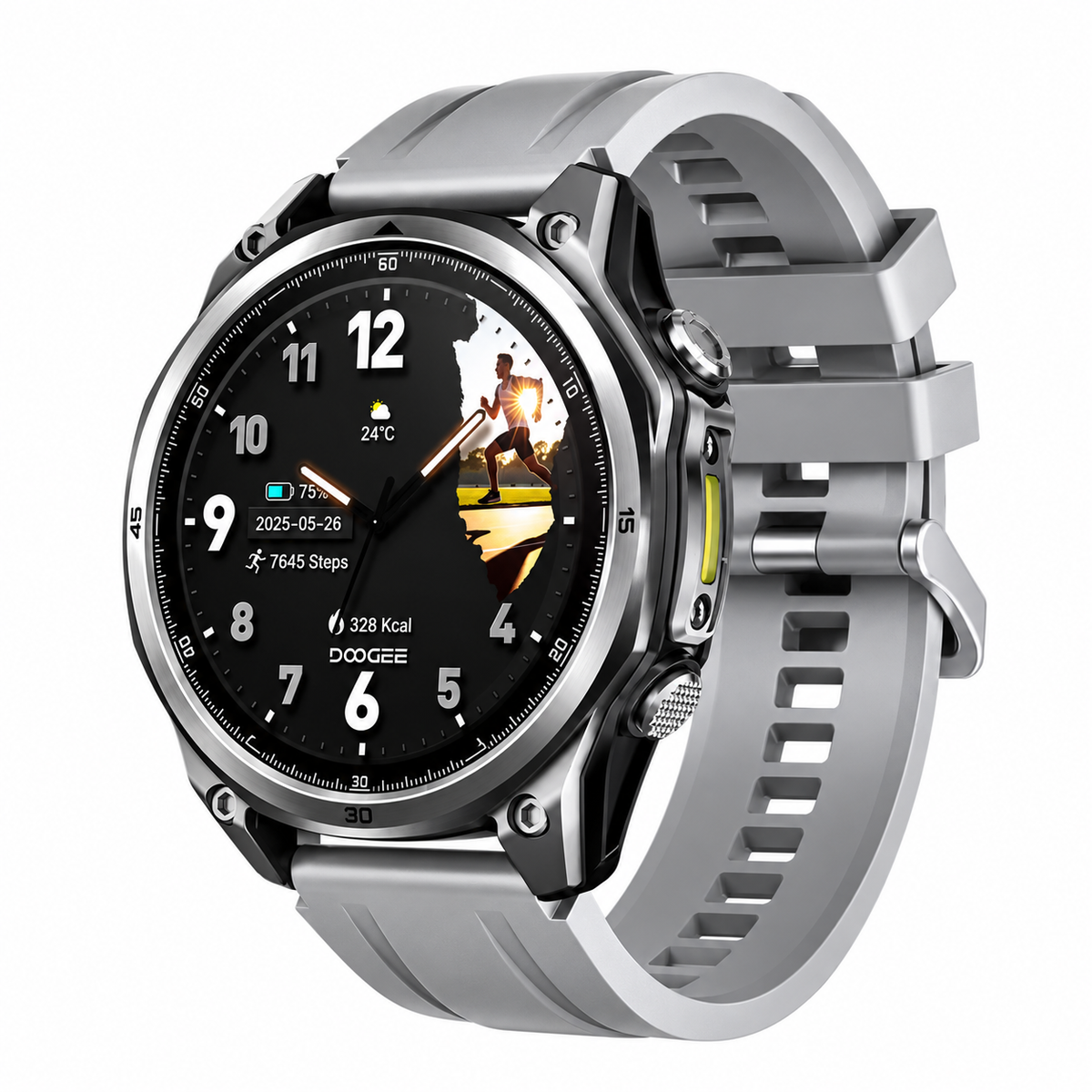 1.83inch HD TFT - Bellen AI Voice - Message - Hartslag & Slaap Monitor - Bloeddruk & O2 - 100+ Sport Modi - LED Zaklamp - 730mAh - Magnetic Laden - op witte achtergrond