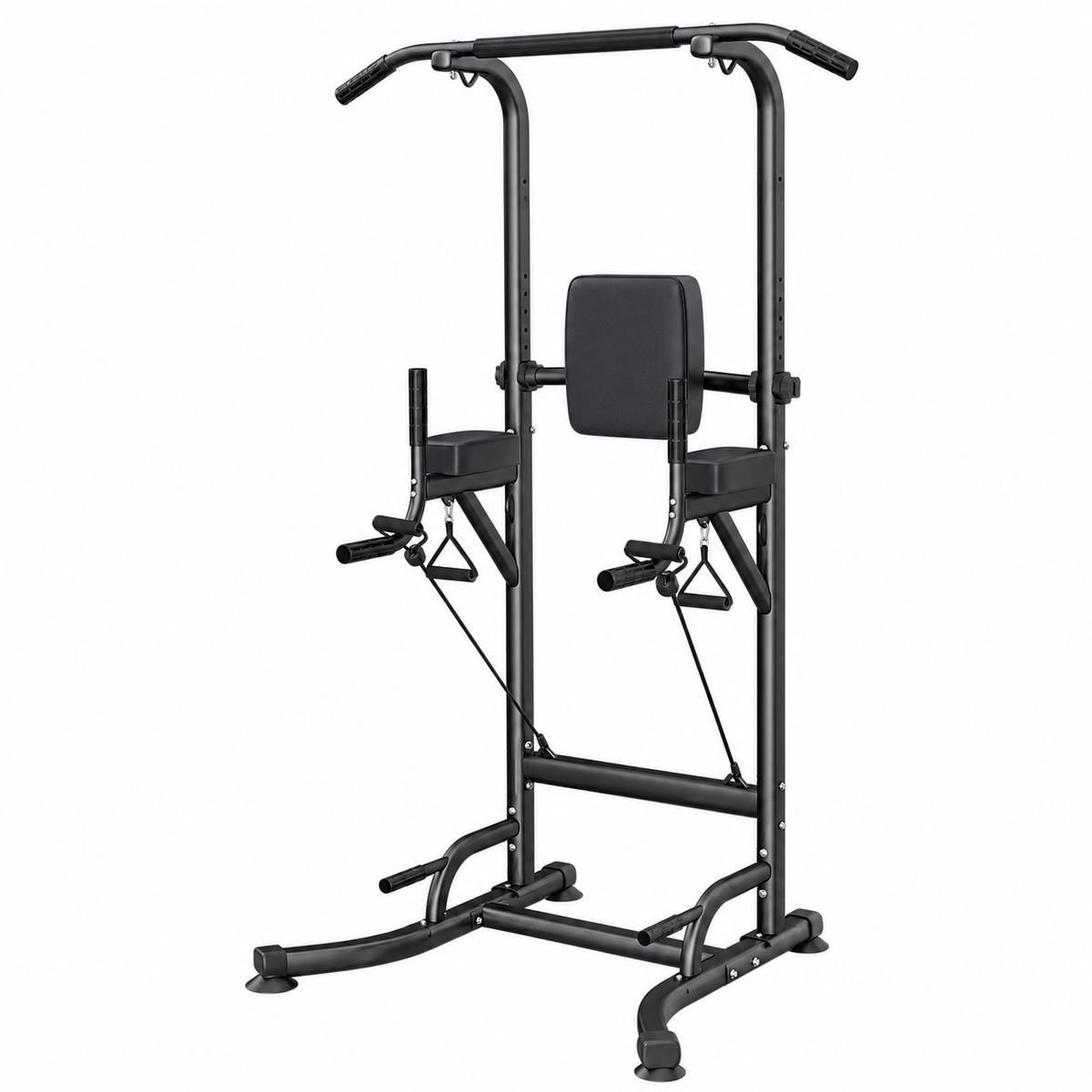 Power tower met optrekstang en dipsteunen – Zwart