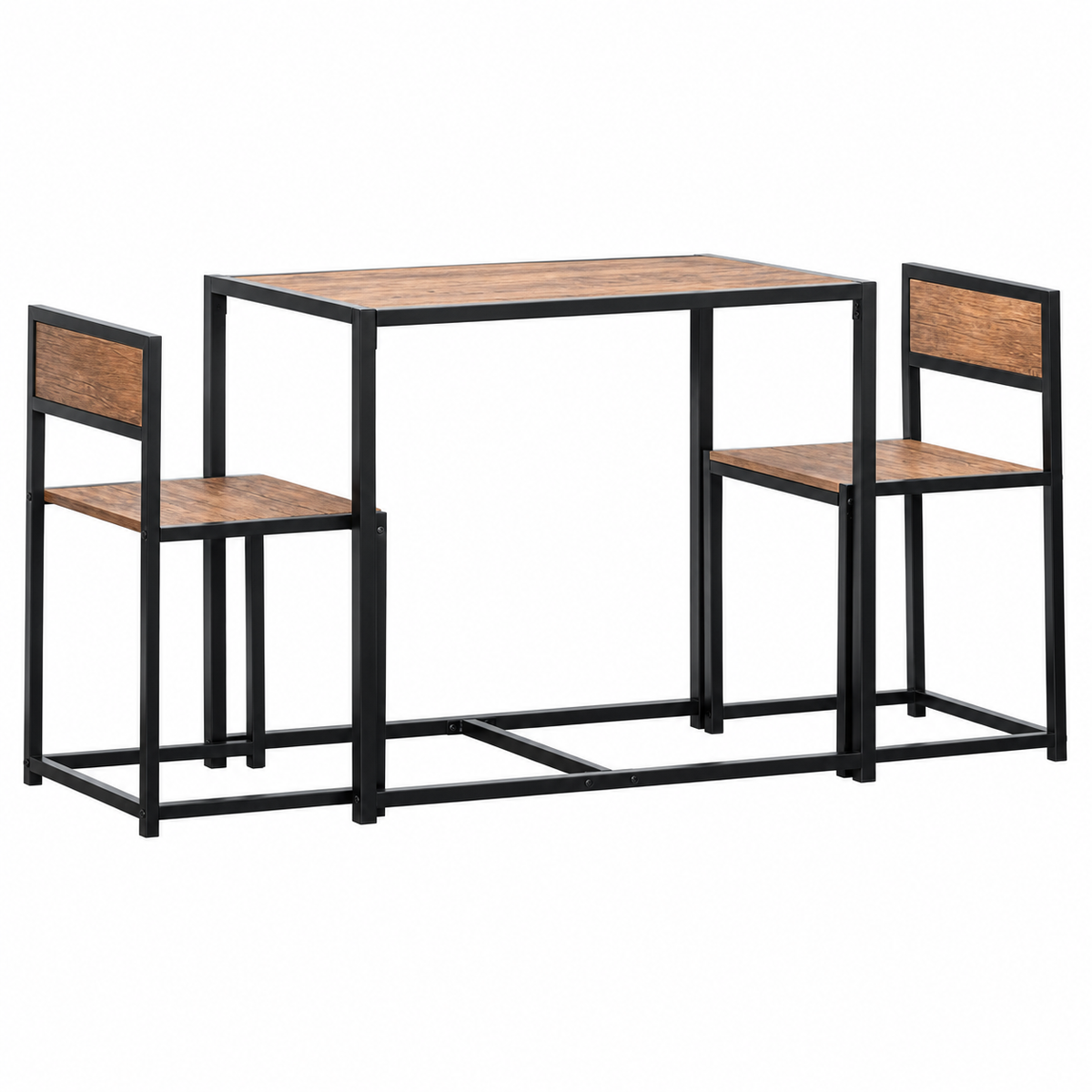 Compacte eettafelset met twee stoelen – Bruin en zwart