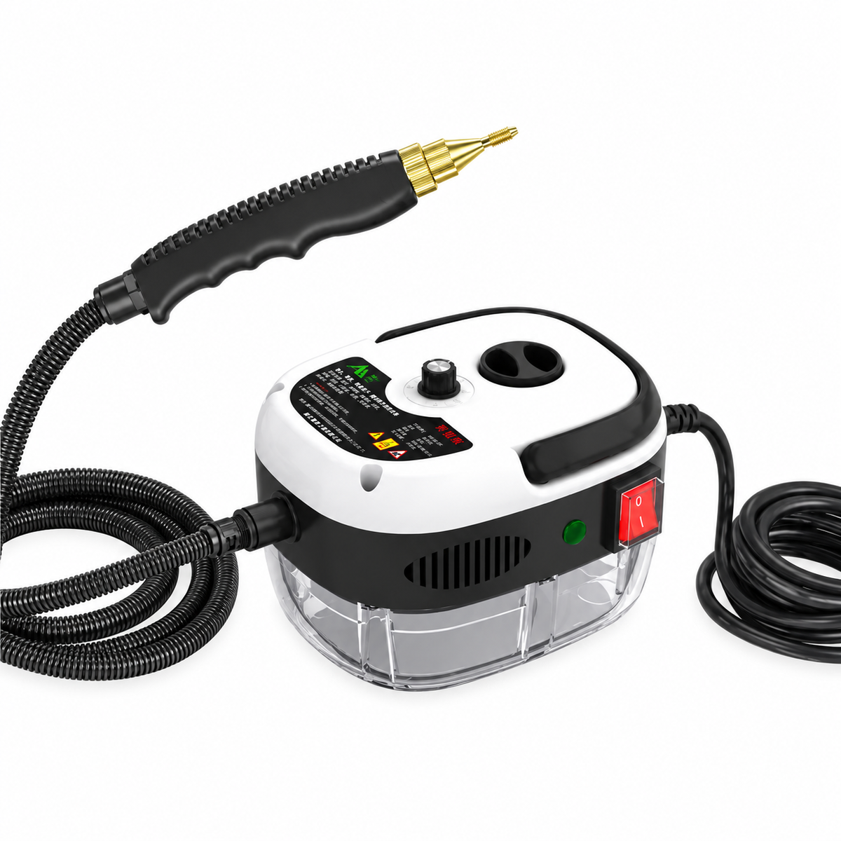 Compacte stoomreiniger met slang en spuitmond