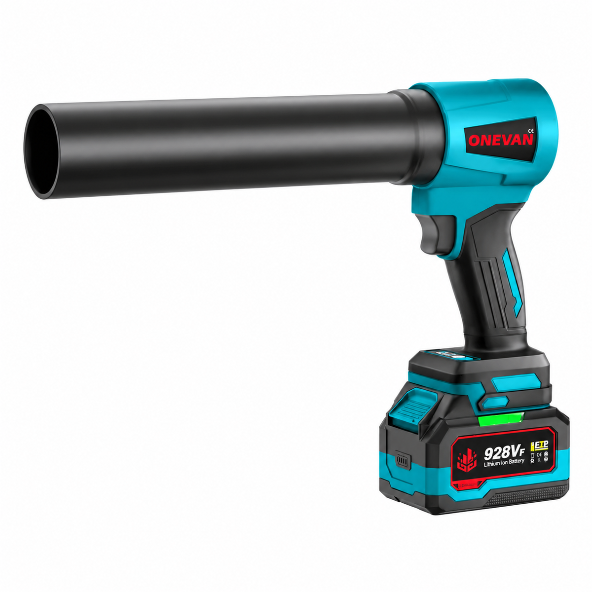 Accu-luchtblazer – Zwart en turquoise