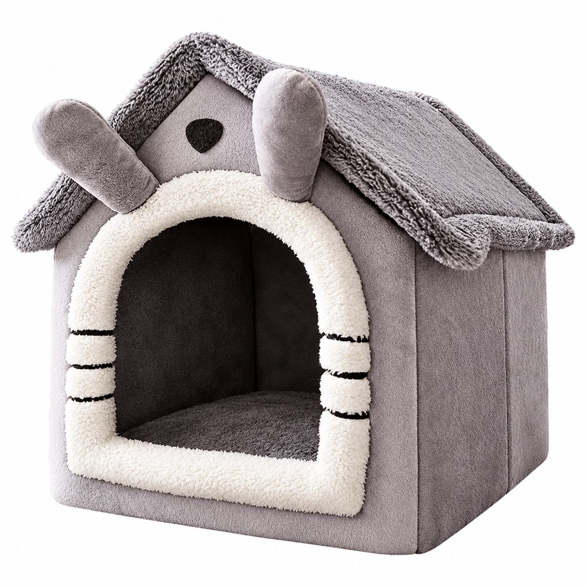 Hondenhuis in het hele seizoen - Afneembaar wasbaar huisdierbed voor kleine honden Teddy Winter Warm kattenhondenhuis op witte achtergrond